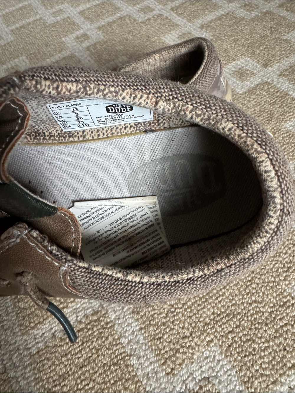 Hey Dude Paul Y Classic Slip On Casual Shoes Brown Tan Kids Size 3 - Picture 11 of 14